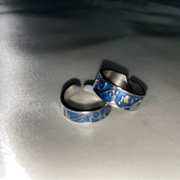 Blue and Silver Patterned Rings - Picture 2 of 6